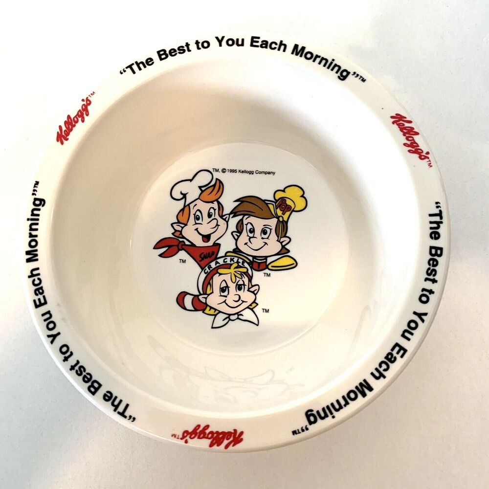 Vintage 1995 Kellogg’s Cereal Bowl Characters Snap Crackle and Pop Elves 6" Dia